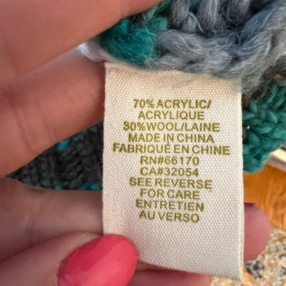 Anthropologie SHAE Teal, Gray & White Cardigan Sweater | Size M - Picture 9 of 9